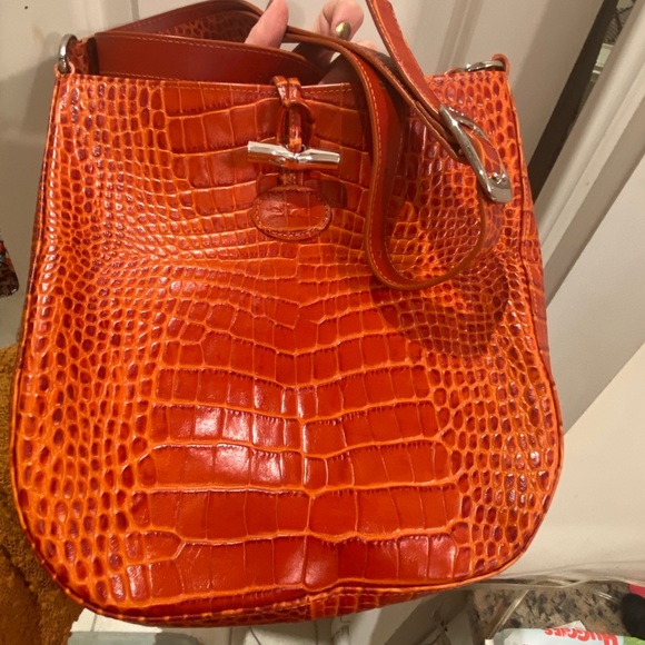 Longchamp Roseau Croc Embossed Crossbody Bag - Picture 2 of 15